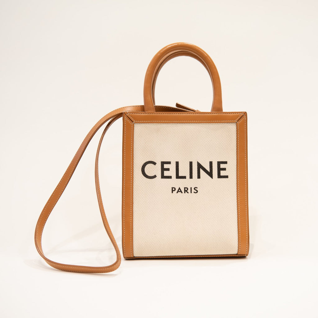 CELINE Mini Vertical Cabas Canvas/Leather Handbag