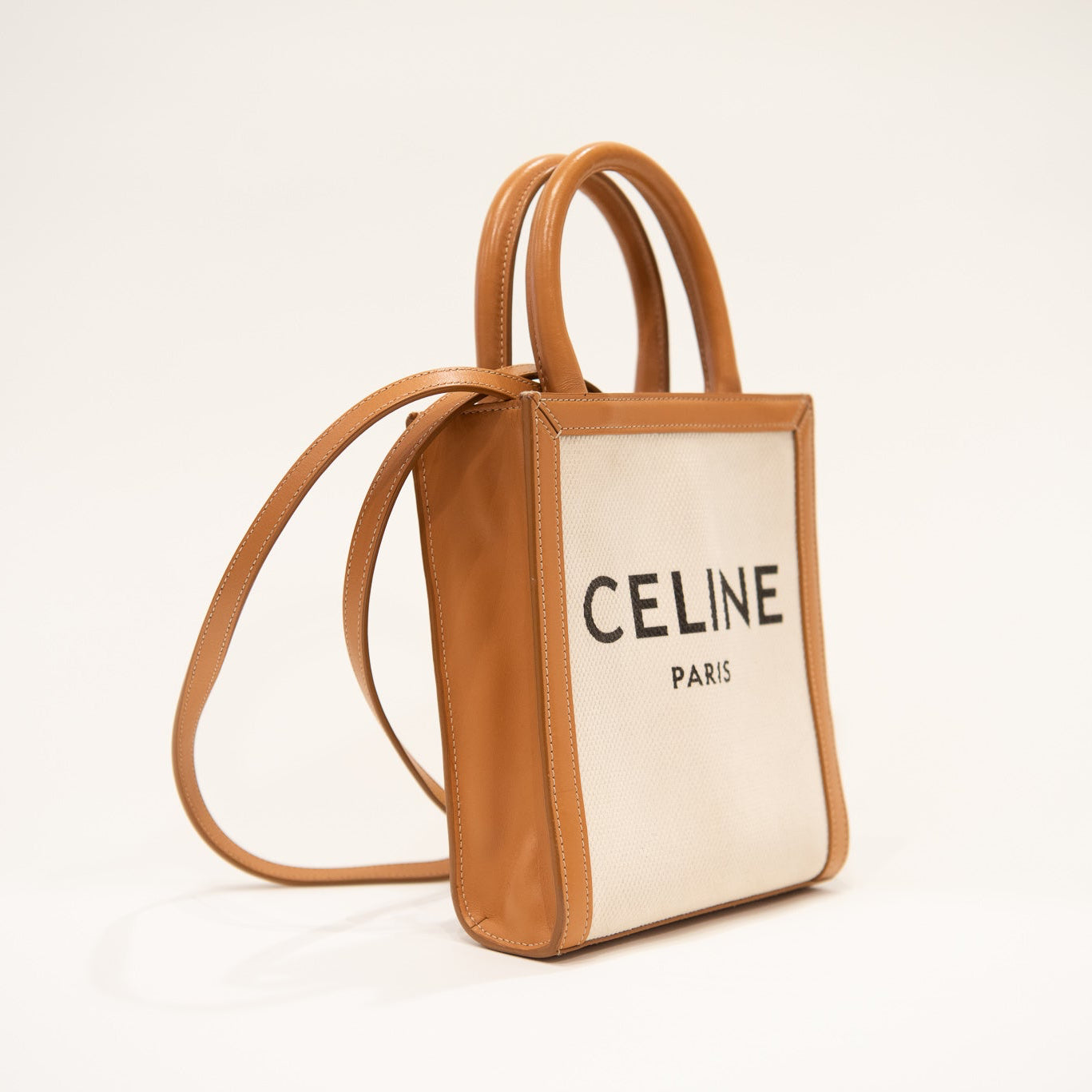 CELINE Mini Vertical Cabas Canvas/Leather Handbag