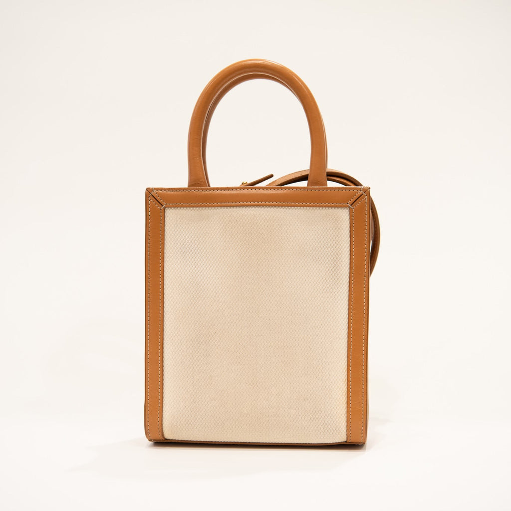 CELINE Mini Vertical Cabas Canvas/Leather Handbag