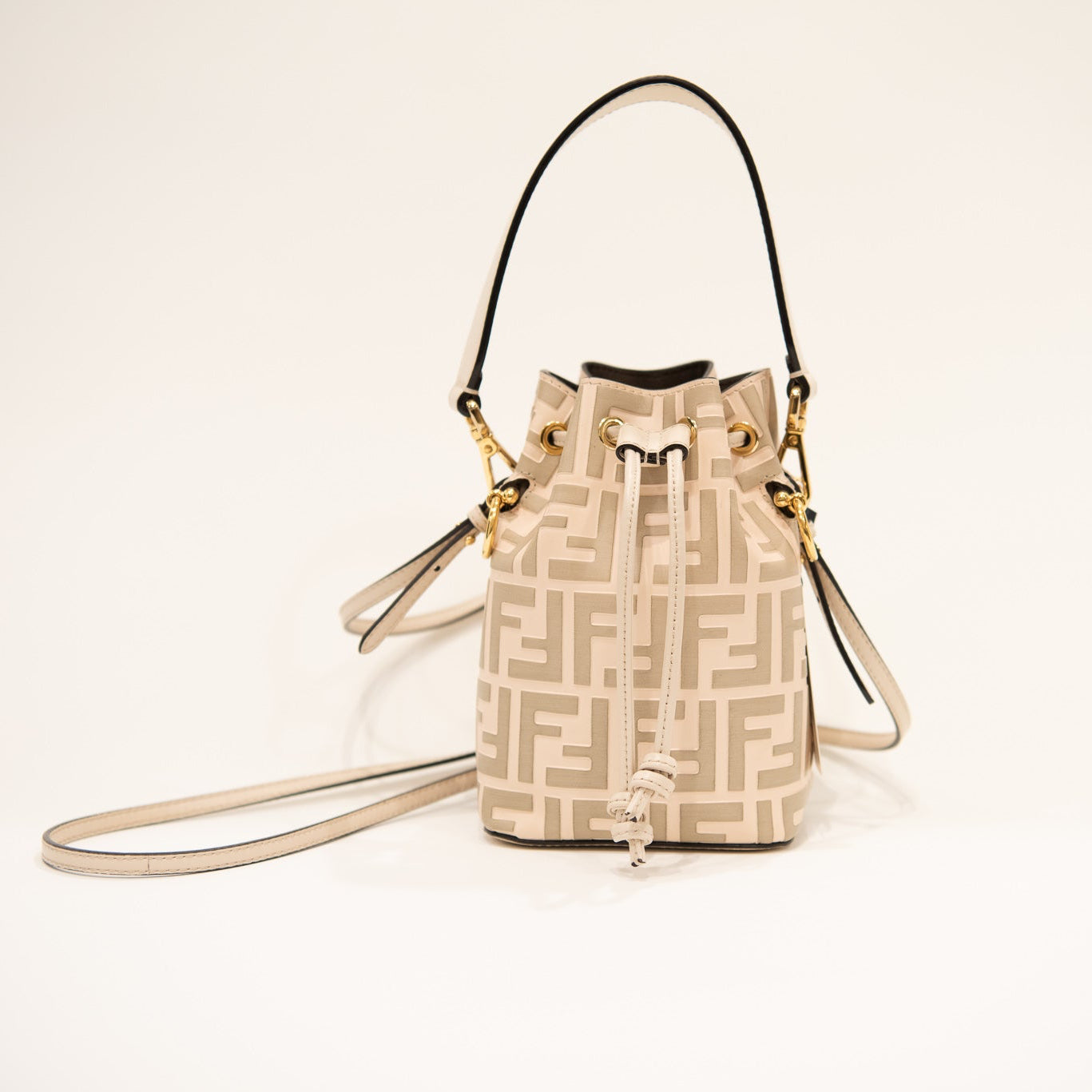 FENDI Mon Tresor Embossed Leather Mini Bucket Bag ('22)