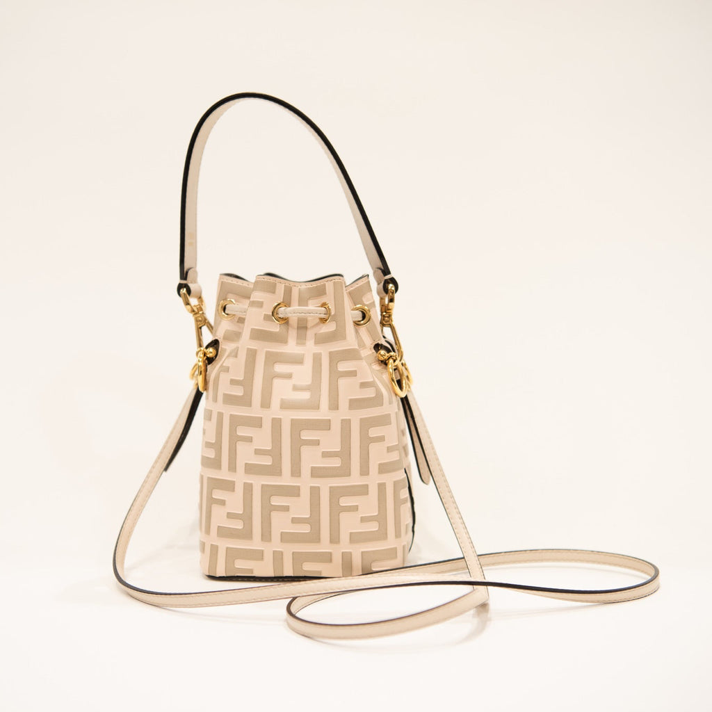 FENDI Mon Tresor Embossed Leather Mini Bucket Bag ('22)