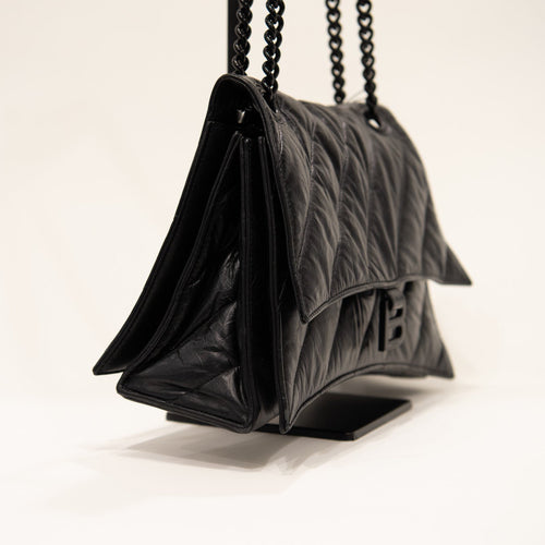 BALENCIAGA Crush Quilted Leather Shoulder Bag