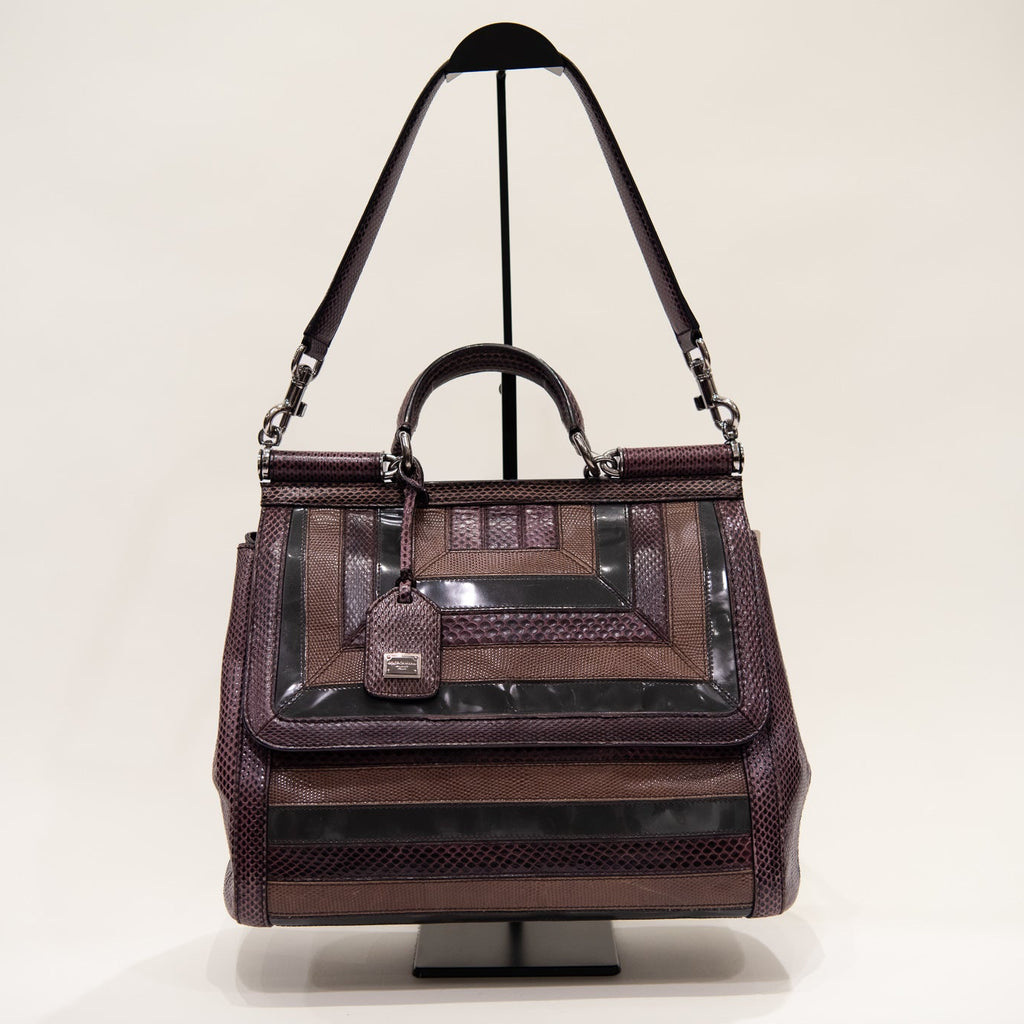 DOLCE & GABBANA Miss Sicily Python Leather Shoulder Bag