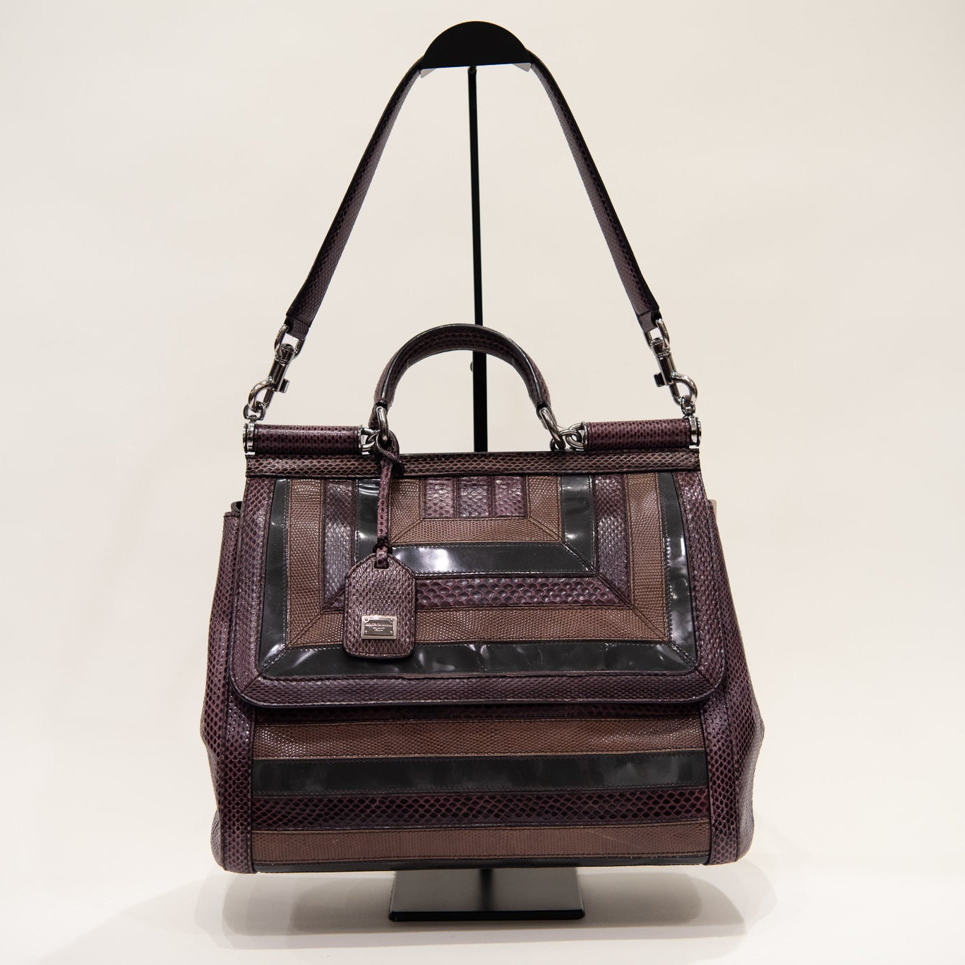 DOLCE & GABBANA Miss Sicily Python Leather Shoulder Bag