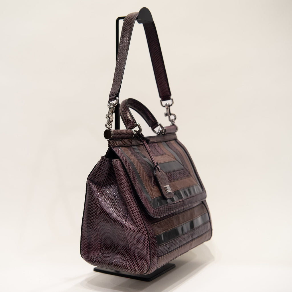 DOLCE & GABBANA Miss Sicily Python Leather Shoulder Bag