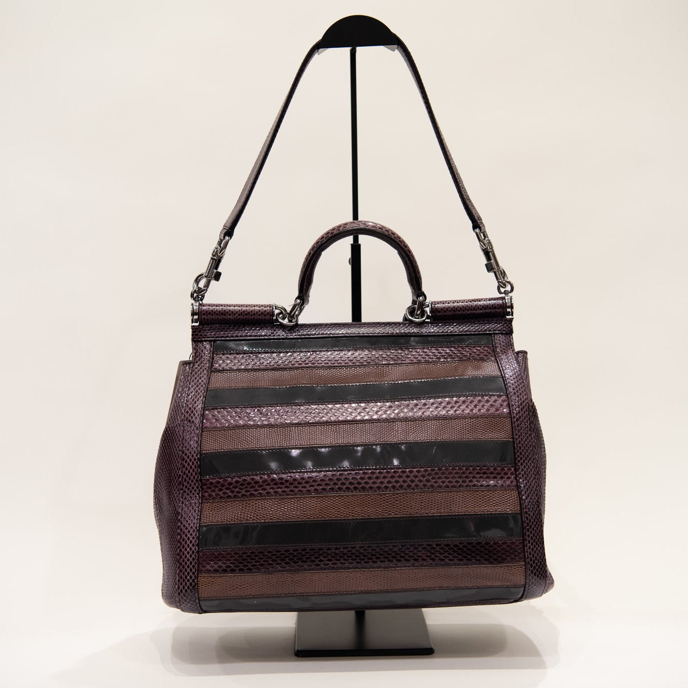 DOLCE & GABBANA Miss Sicily Python Leather Shoulder Bag