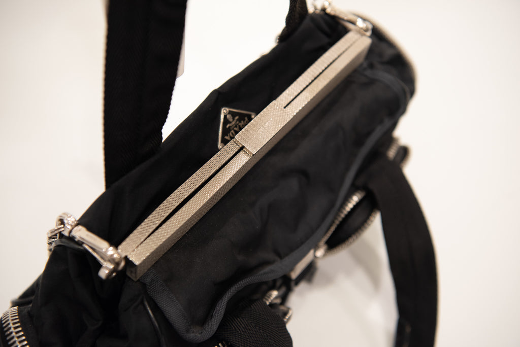 PRADA Chain Nylon Frame Handbag