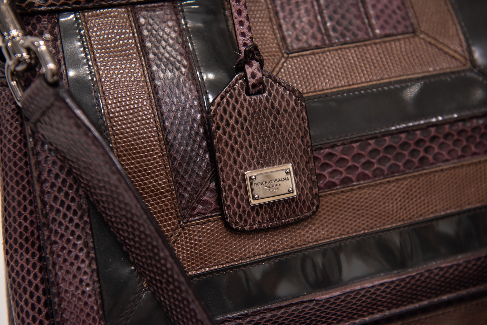 DOLCE & GABBANA Miss Sicily Python Leather Shoulder Bag