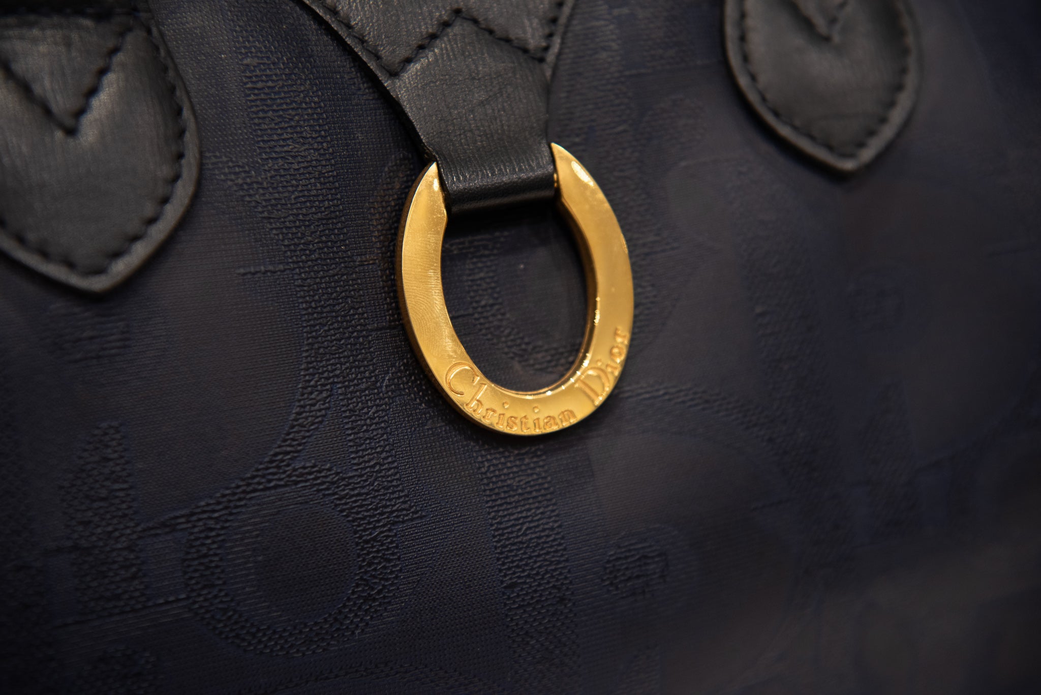 CHRISTIAN DIOR Coated Fabric Boston Bag