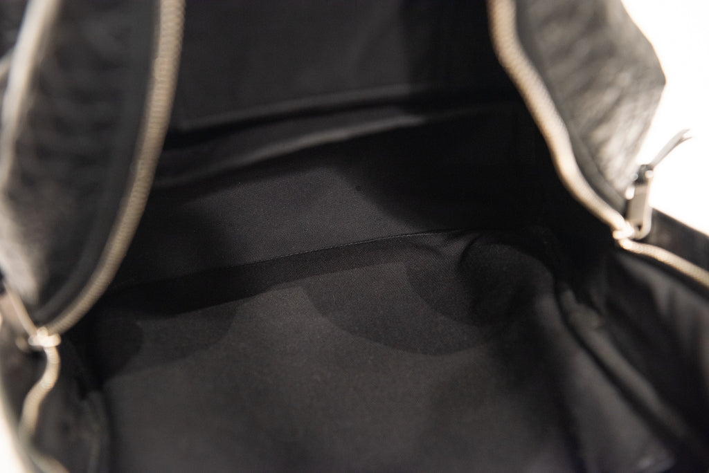 SAINT LAURENT Croc Embossed Leather Backpack