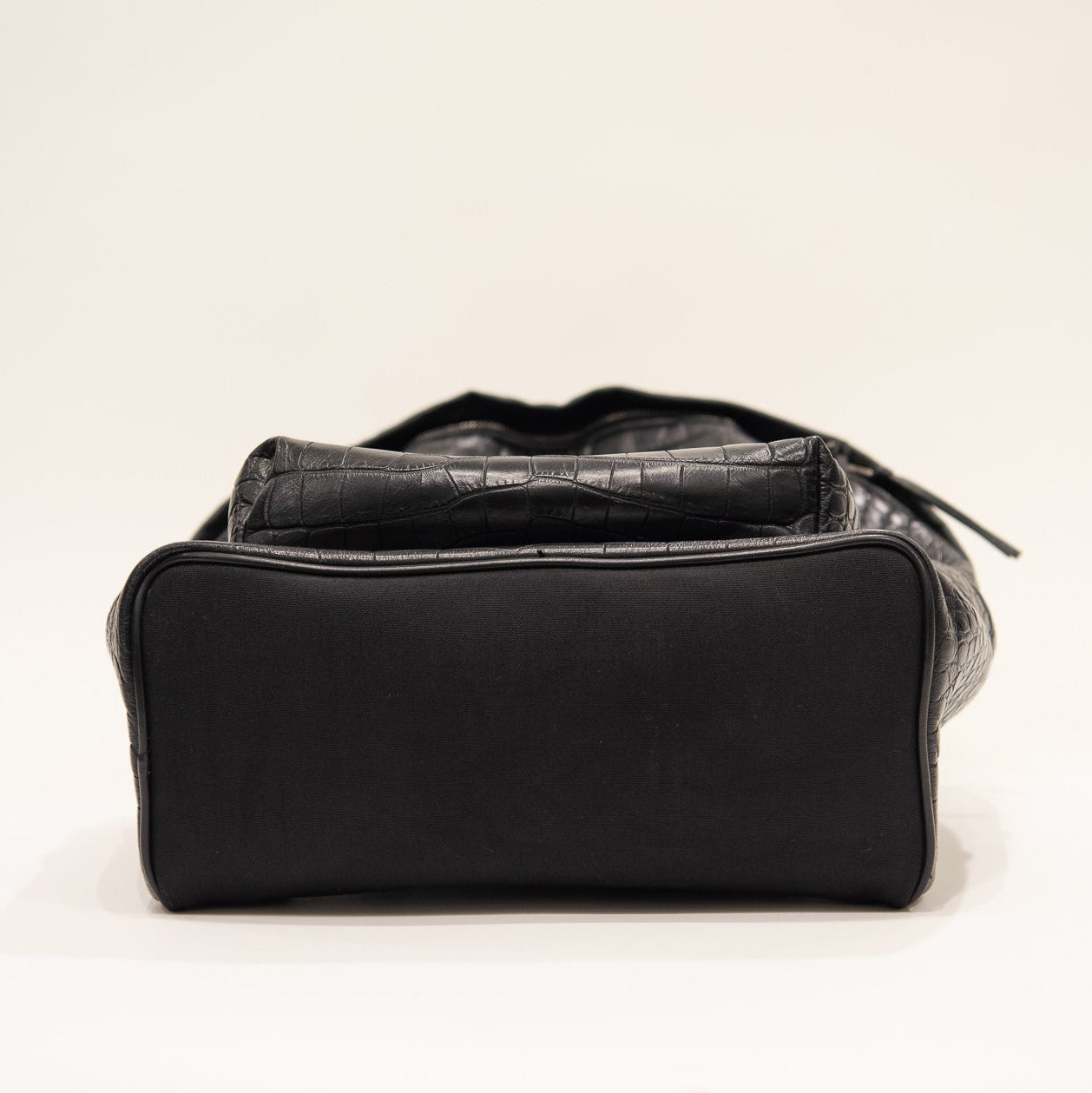 SAINT LAURENT Croc Embossed Leather Backpack