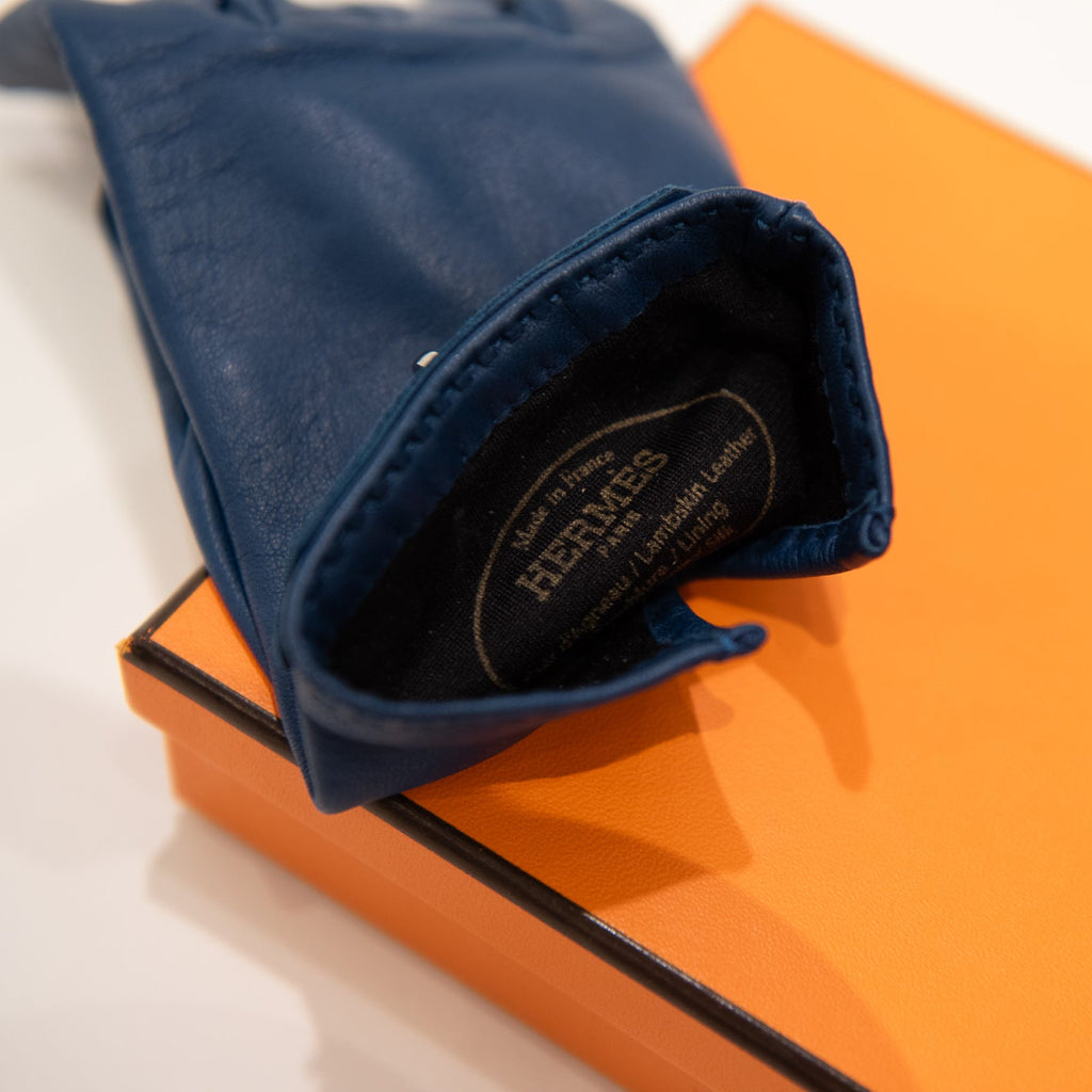 HERMES Lambskin Leather Gloves