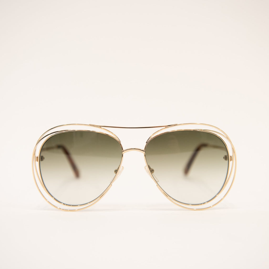 CHLOE CE134S Double-Bridge Oversized Aviator Sunglasses