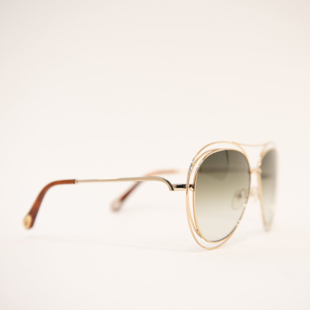 CHLOE CE134S Double-Bridge Oversized Aviator Sunglasses