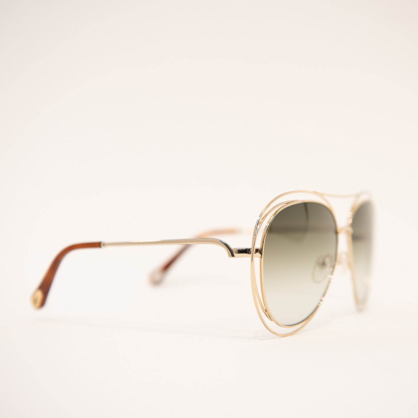 CHLOE CE134S Double-Bridge Oversized Aviator Sunglasses