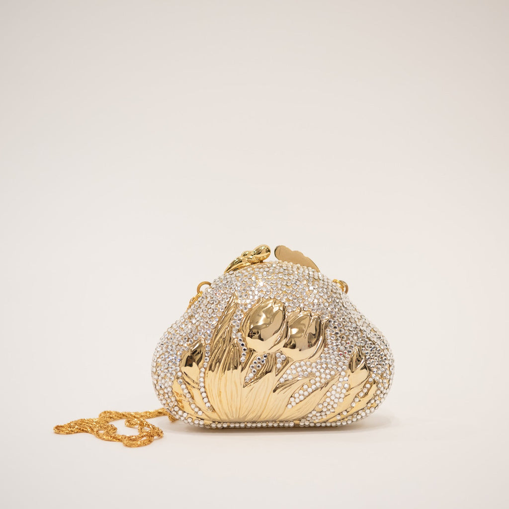 Vintage Rhinestone Tulips Hardshell Clutch