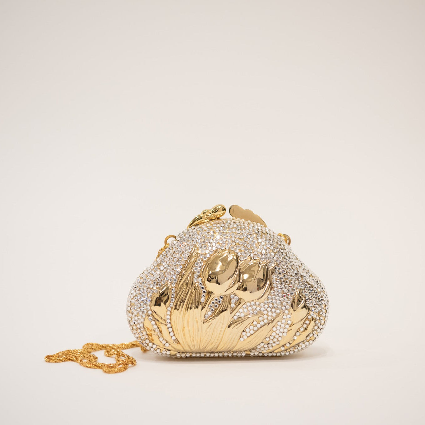 Vintage Rhinestone Tulips Hardshell Clutch