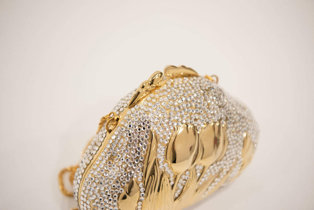 Vintage Rhinestone Tulips Hardshell Clutch
