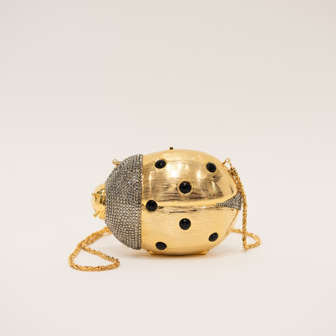 Vintage Rhinestone Ladybug Hardshell Clutch