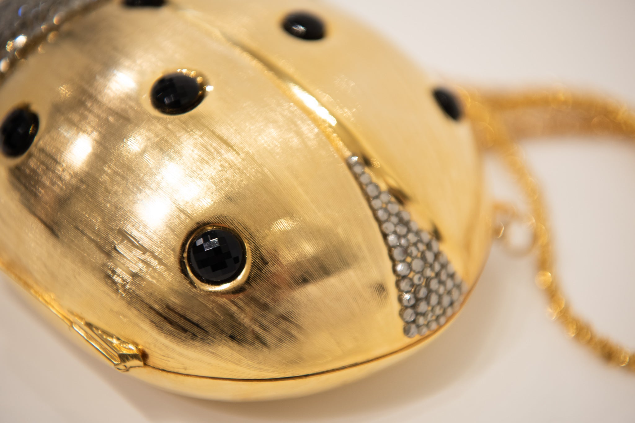 Vintage Rhinestone Ladybug Hardshell Clutch