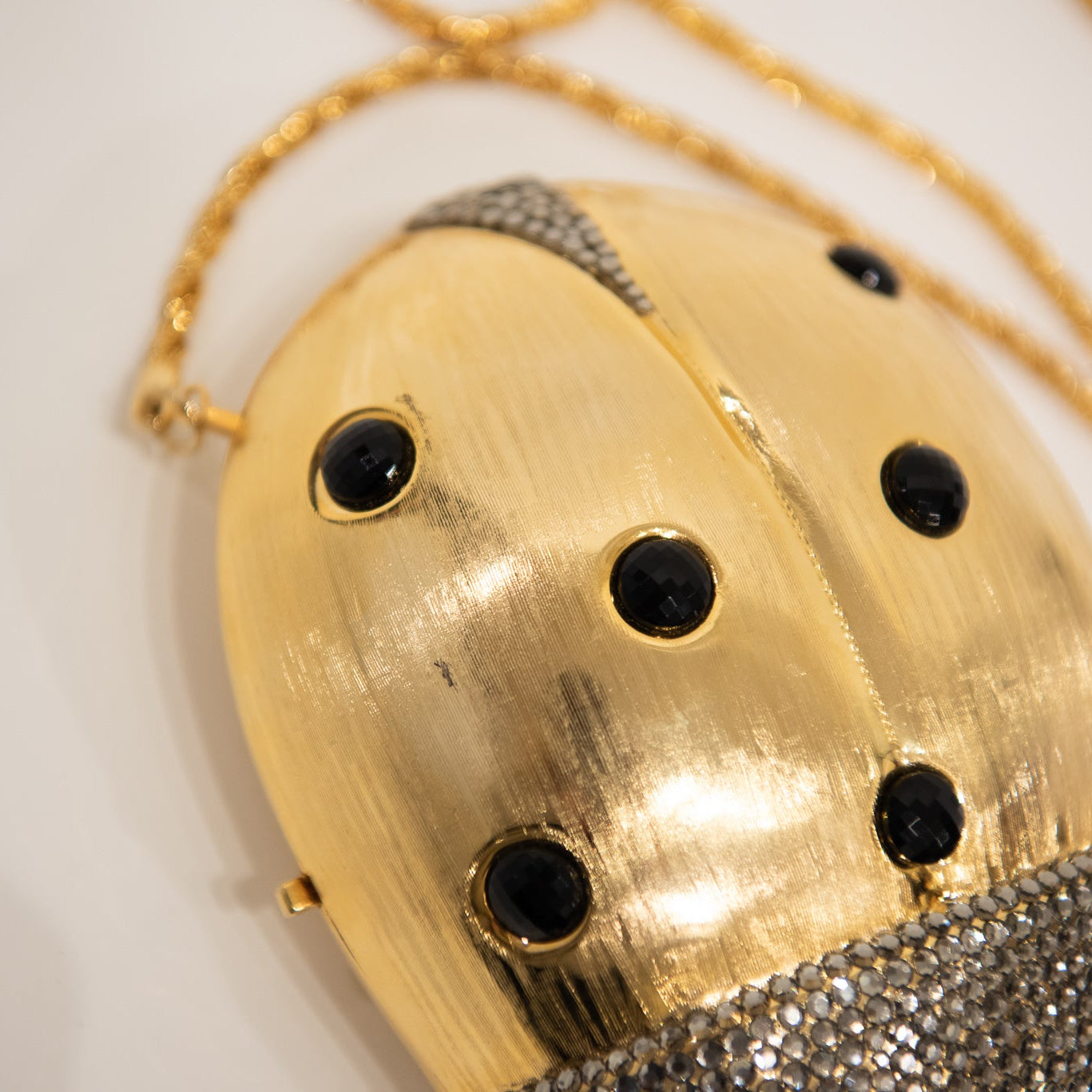 Vintage Rhinestone Ladybug Hardshell Clutch