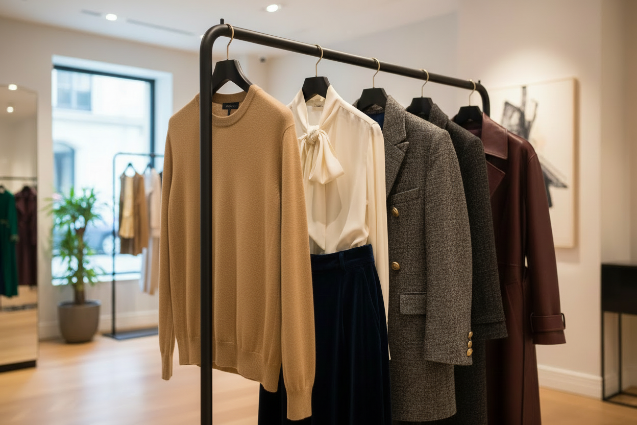 close up of one black fixture with plus size clothing hanging